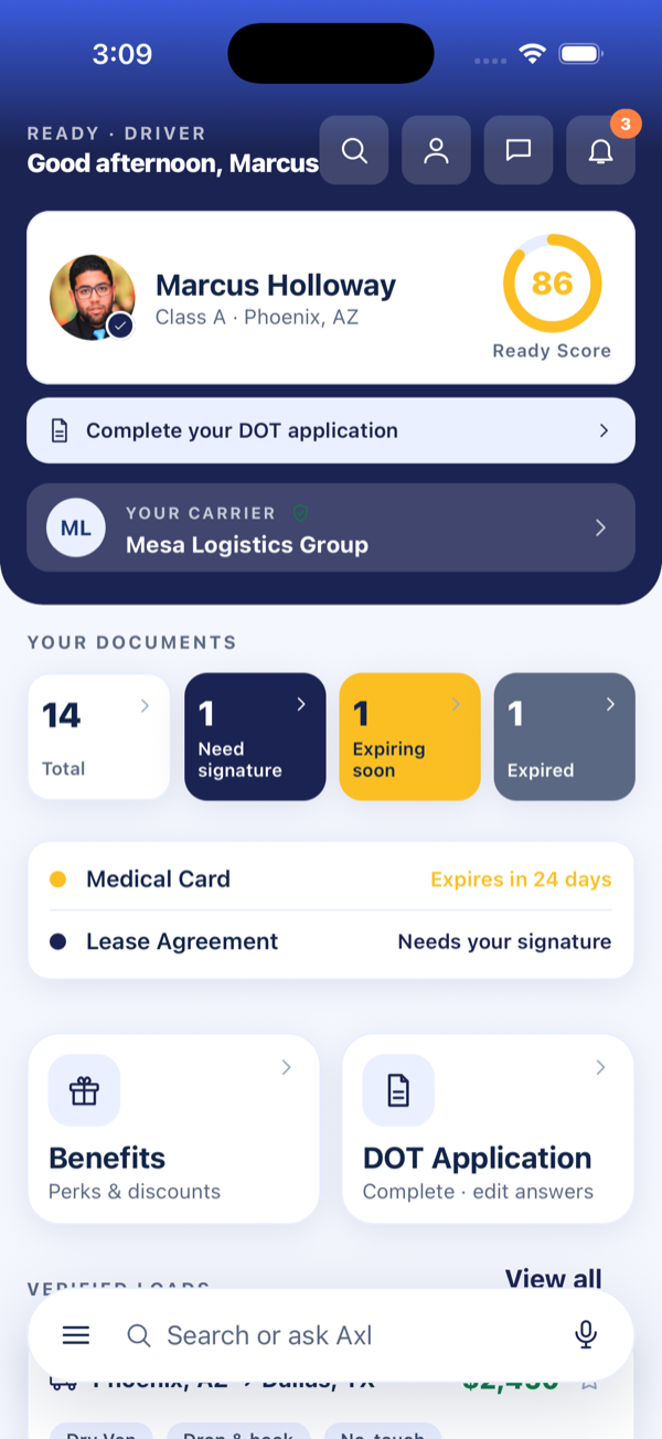 Ready App driver home
